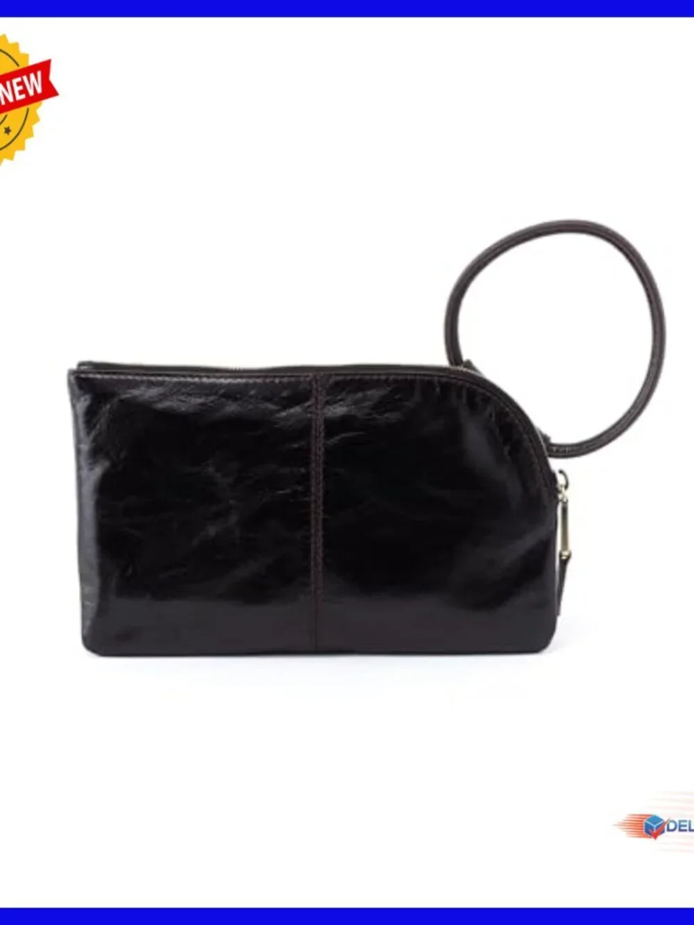 Leather Wristlet Clutch with Card Slots & Zippered Pocket